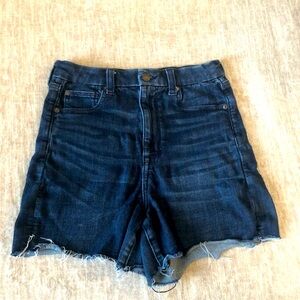 American Eagle long denim jean short ripped bottoms  size 8